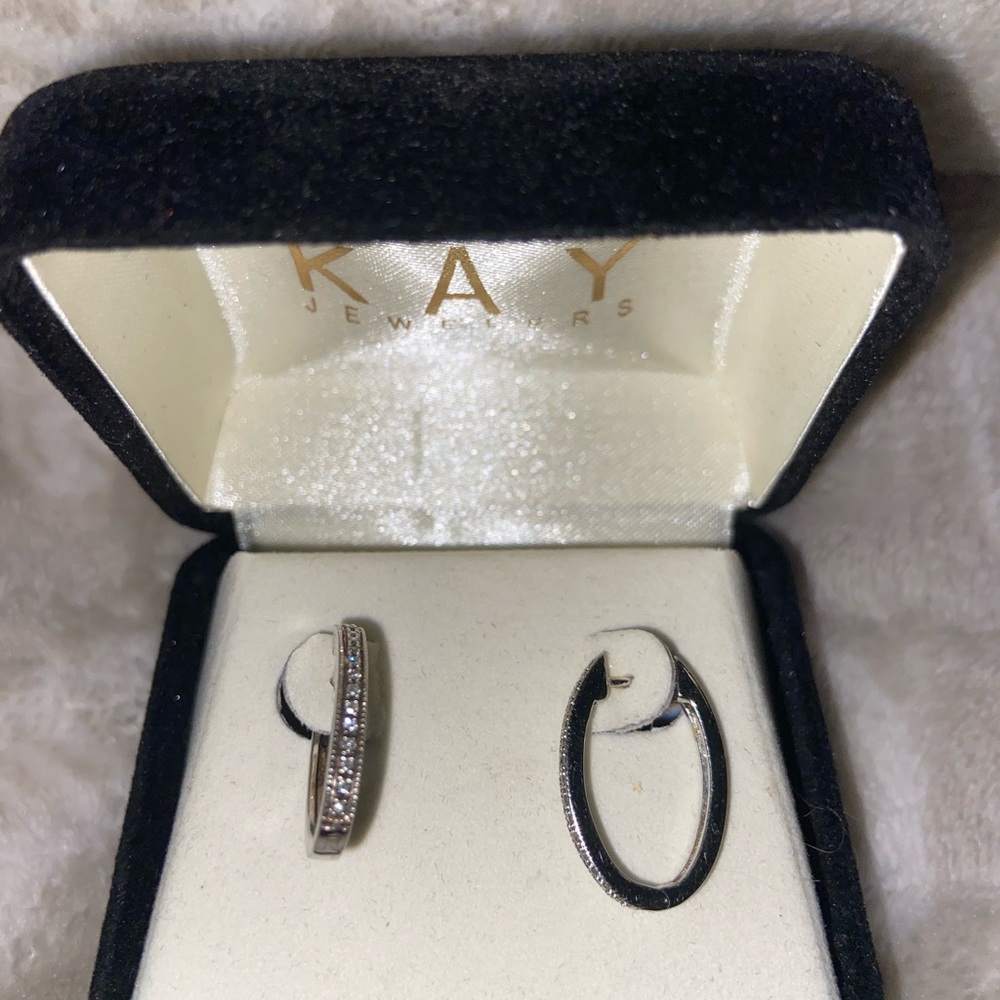 Kay Jewelers small hoop earrings, 10kt white gold